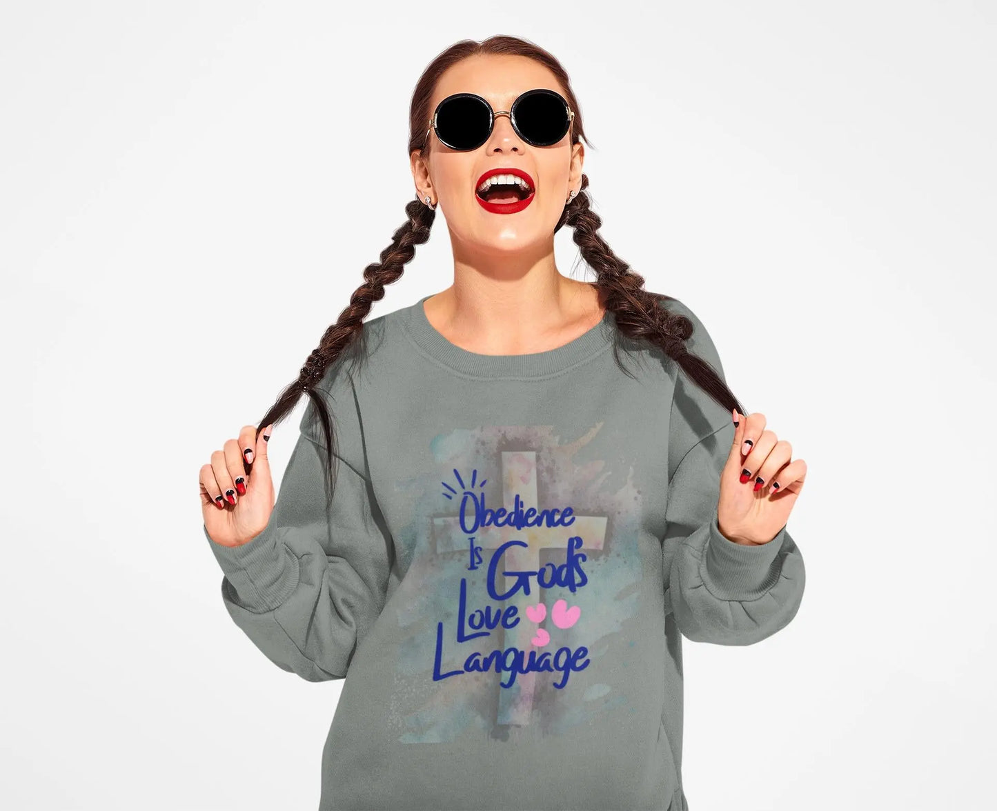 Christian Comfort Colors Sweatshirt – “Obedience Is God’s Love Language” – Faith Inspired Gift - Christian Faith Apparel - Faith Based Top