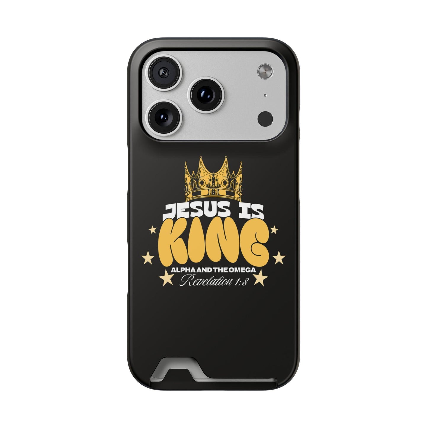 Jesus Is King phone case with card holder - Christian Cell Phone Case - Christian Gift For Dad
