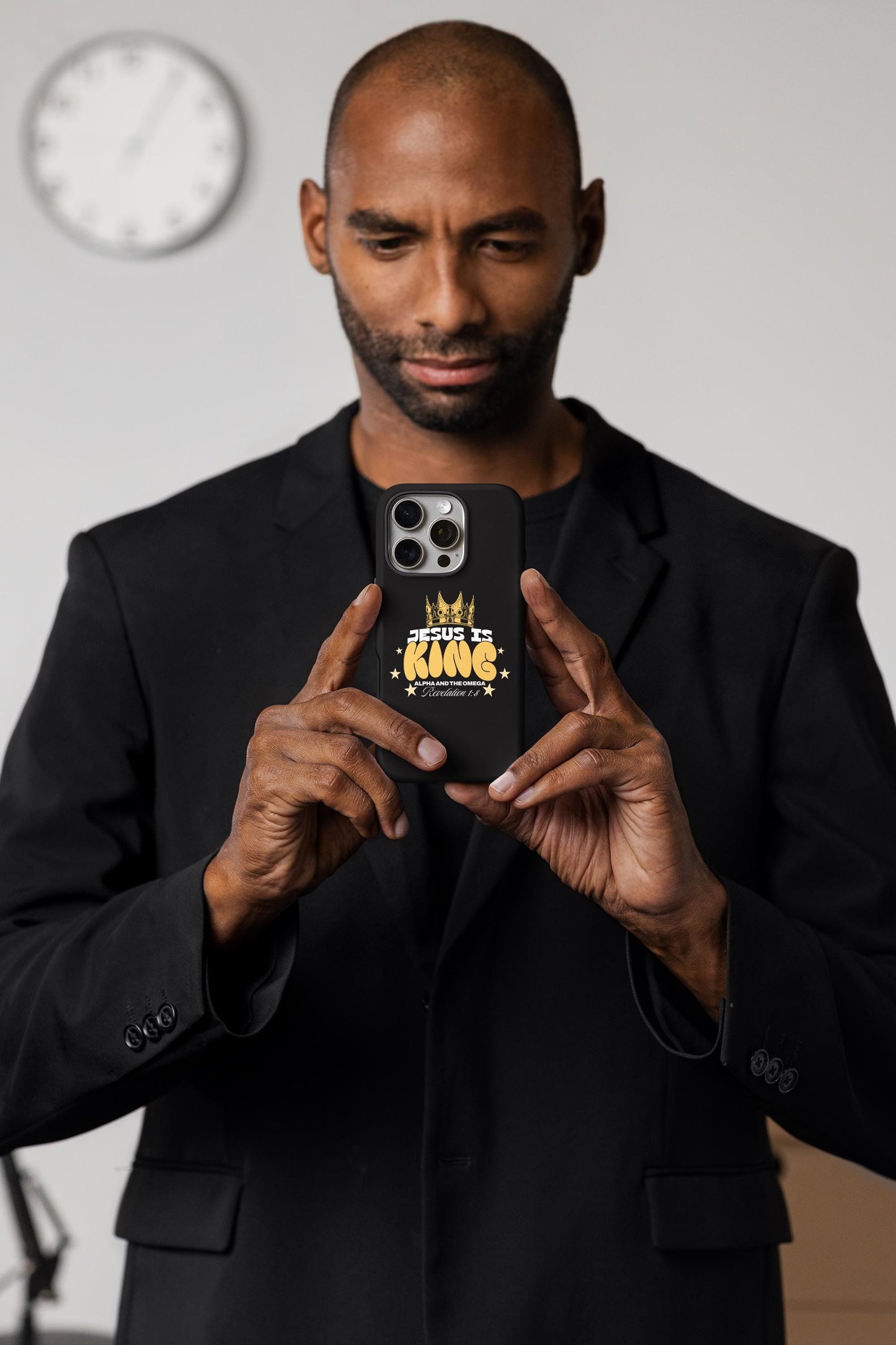 Jesus Is King phone case with card holder - Christian Cell Phone Case - Christian Gift For Dad