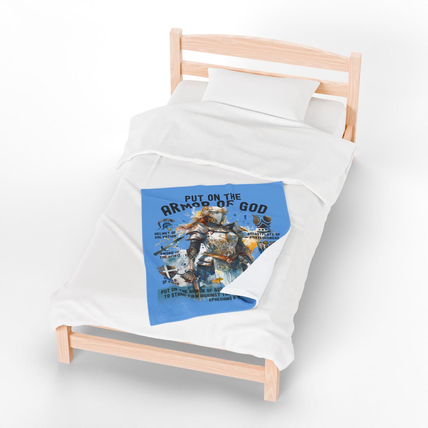 Armor of God Velveteen Plush Blanket | Faith Warrior Blanket | Faith Warrior Velveteen Plush Blanket