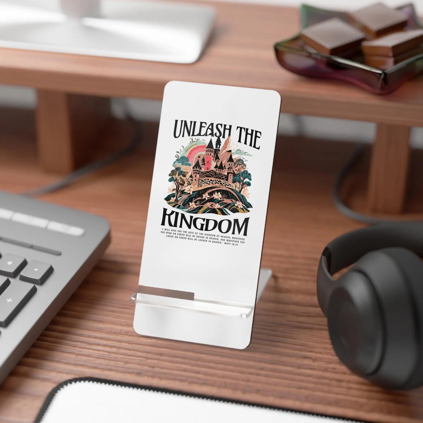 Christian Mobile Display Stand for Smartphones | Unleash the Kingdom Castle Art Phone Dock