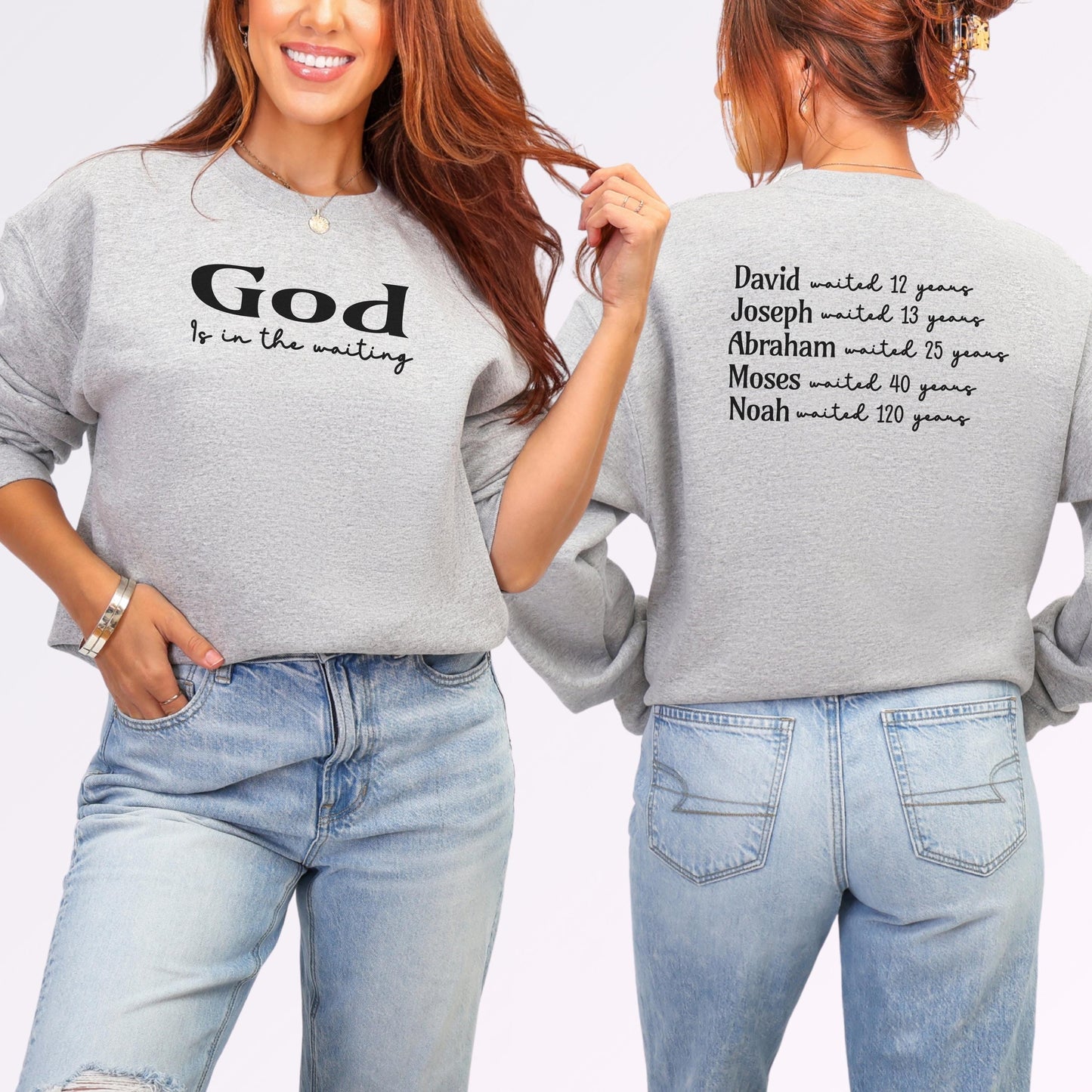 God Is in the Waiting Sweatshirt | Faith Scripture Apparel | Christian Gift For Friend | Trendy Christian Clothing