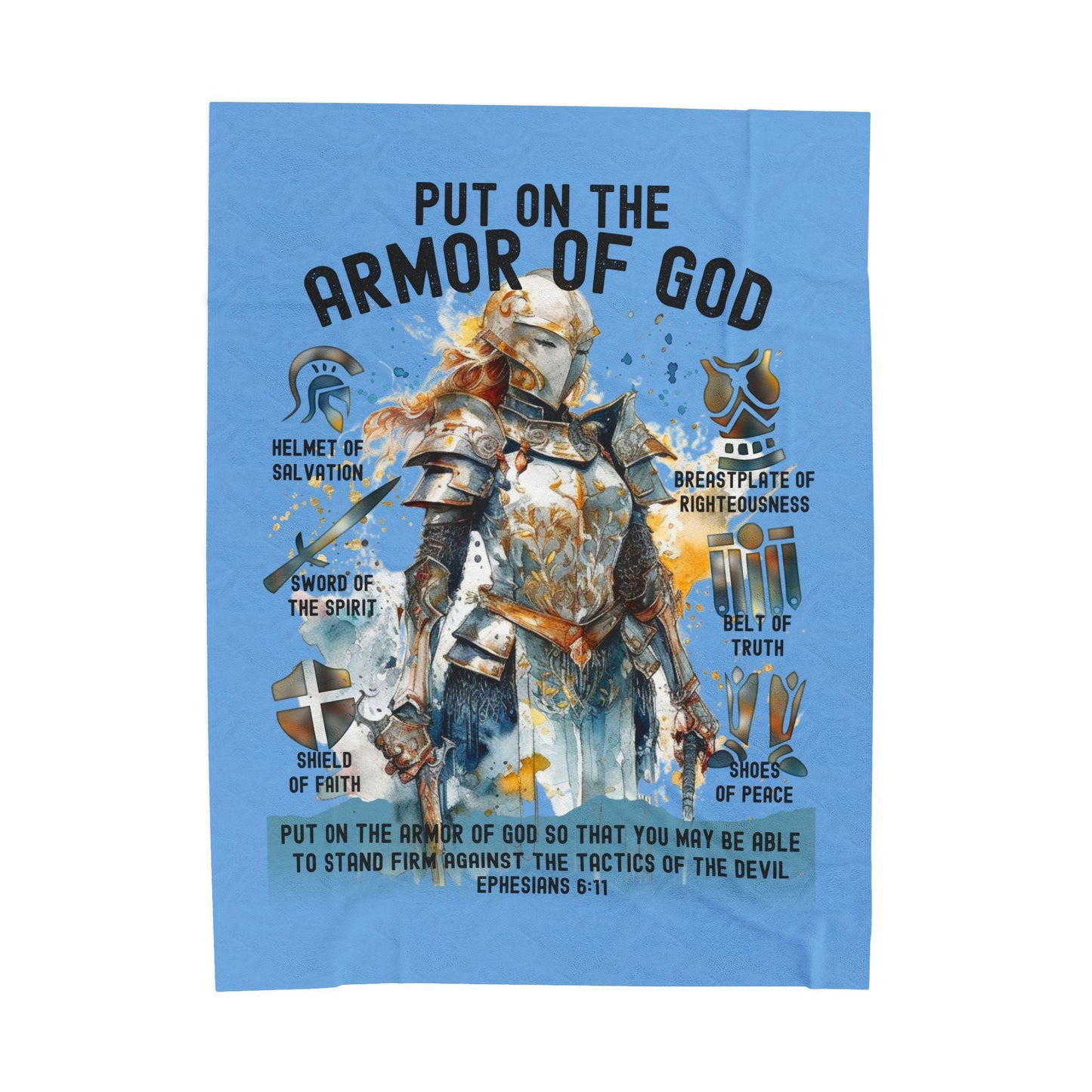 Armor of God Velveteen Plush Blanket | Faith Warrior Blanket | Faith Warrior Velveteen Plush Blanket