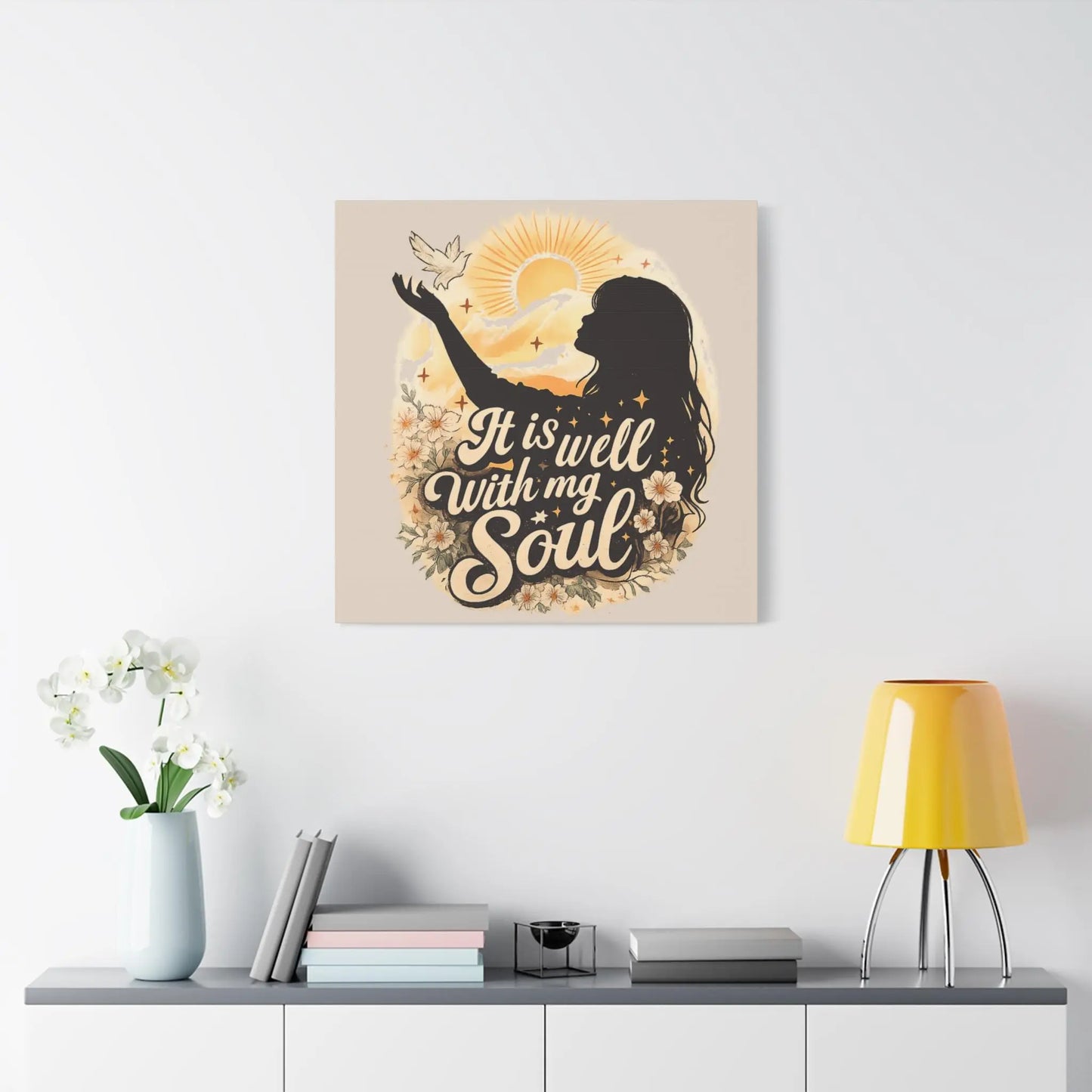 It Is Well With My Soul Canvas Wall Art, Christian Home Decor, Faith Inspired Wall Art, Scripture Canvas Print, Neutral Boho Decor