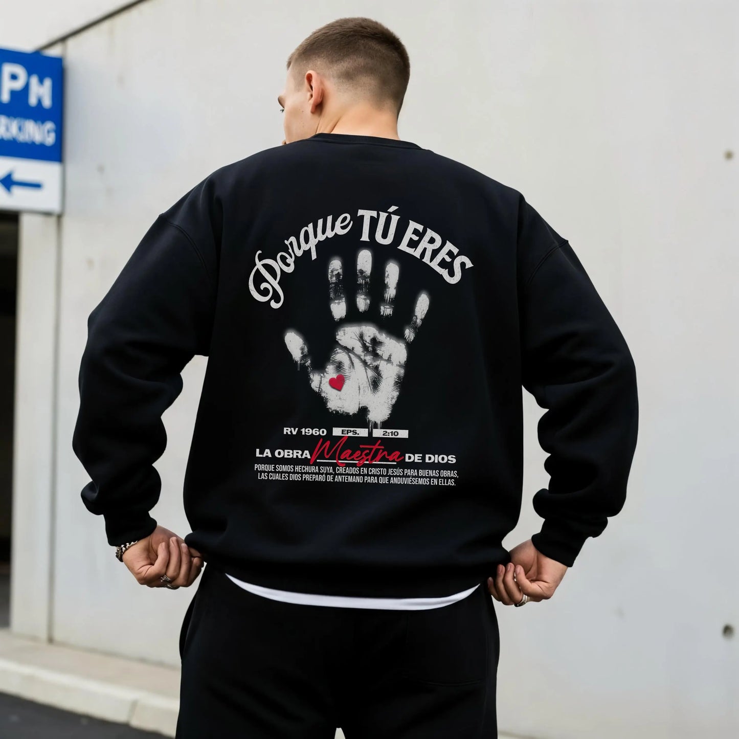 Spanish Faith Christian Crewneck Sweatshirt, Spanish Faith Apparel,Porque Tú Eres Handprint Sweatshirt