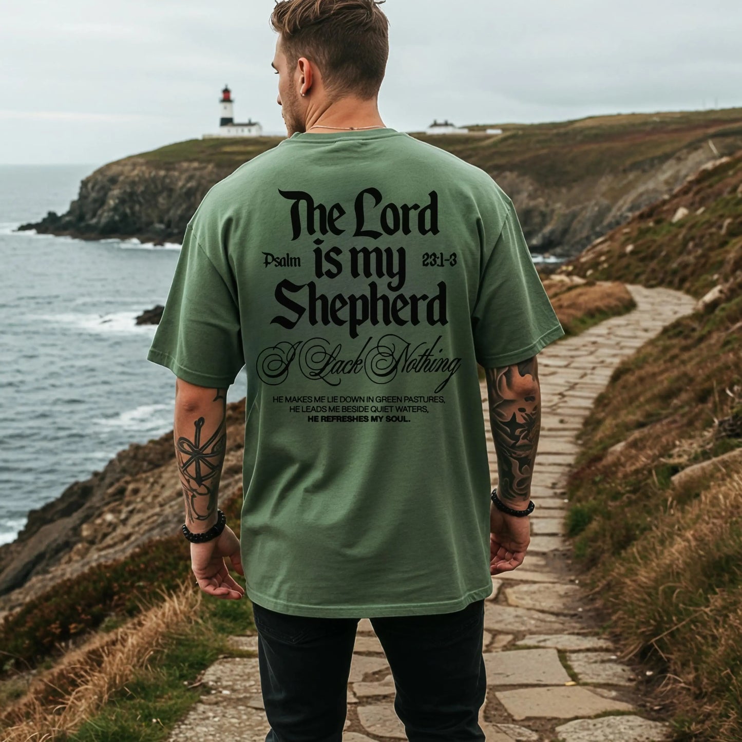 Mens Christian Comfort Colors | Psalm 23 Shirt | Christian Dad Gift | Youth Pastor Leaving Gift
