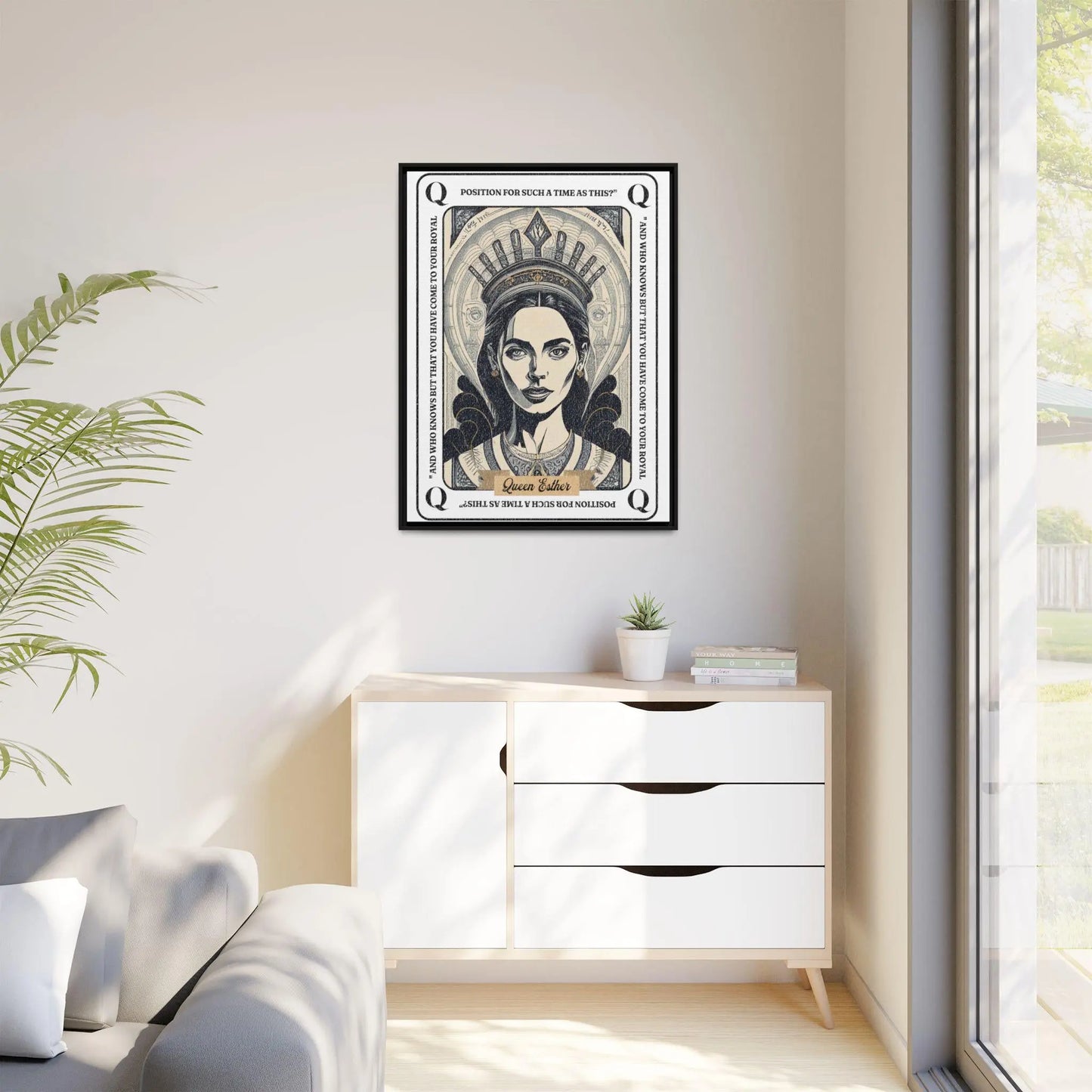 Queen Esther Framed Wall Art Print, For Such a Time as This Bible Verse, Christian Scripture Decor, Inspirational Faith Artwork