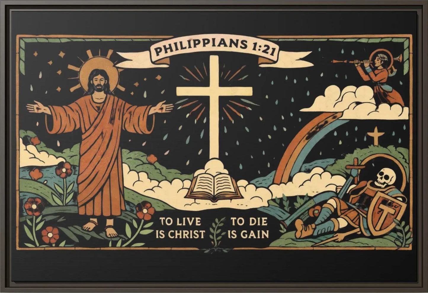 Medieval Christian At | Christian Wall Art | Philippians 1:21 Print | Christian Home Decor