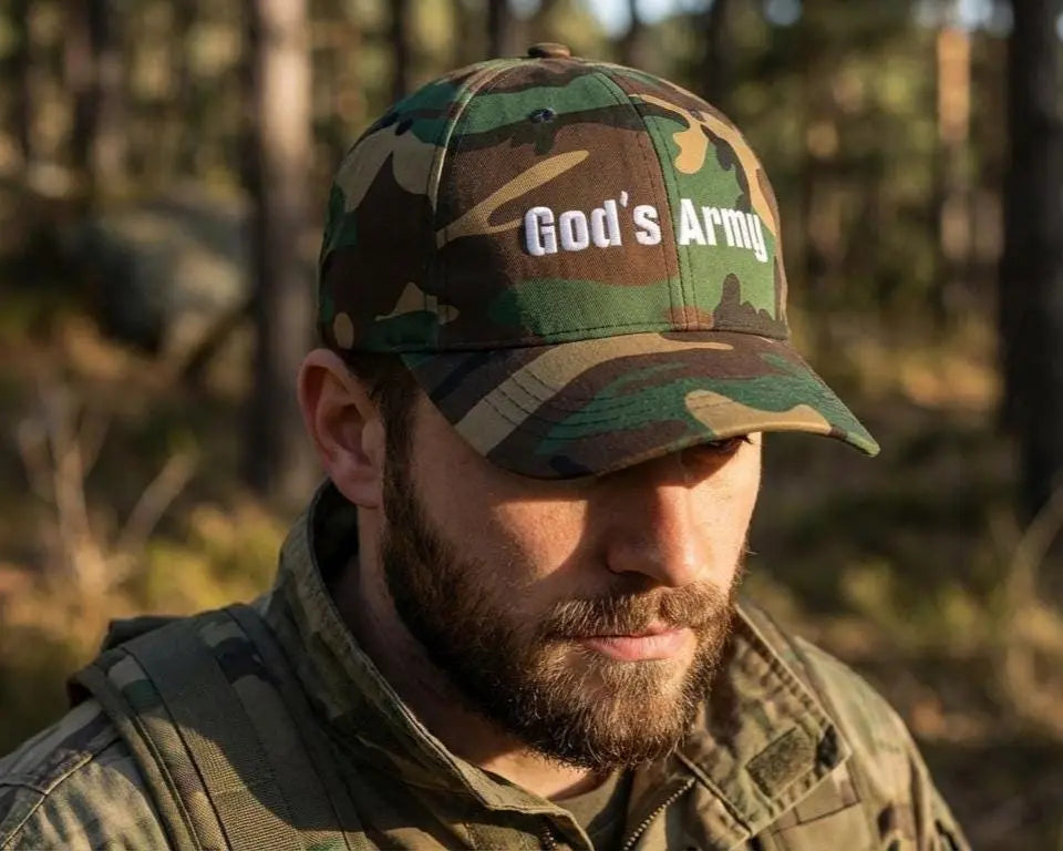 Embroidered Christian Cap | God's Army Camo Cap | Christian Baseball Hat | Religious Faith Gift | Gift for Christian Husband