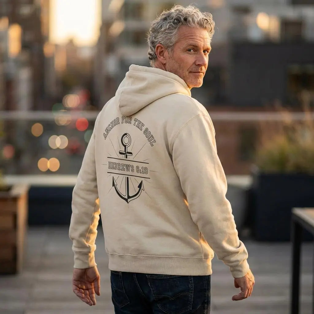 Mens Christian Hoodie, Hebrews 6:19 Anchor Verse, Religious Streetwear Sweatshirt, Church Hoodie, Christian Lake Hoodie