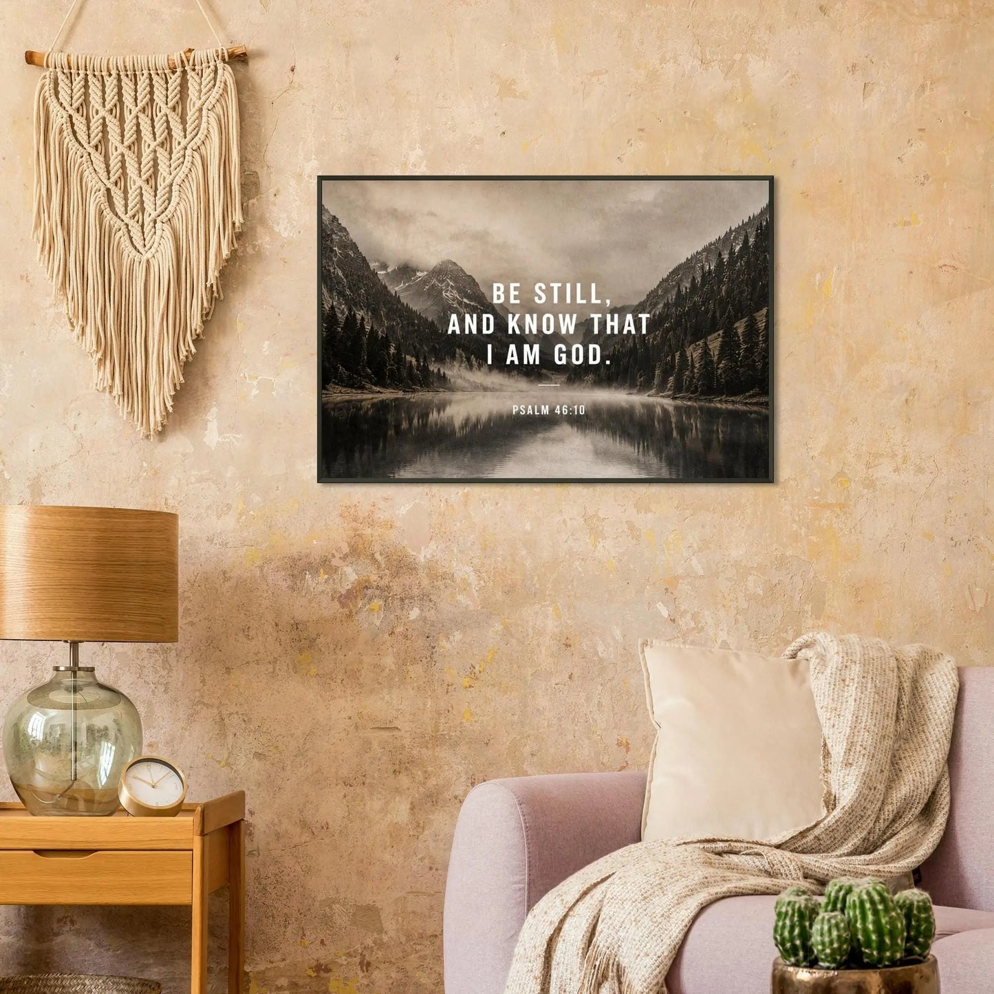 Be Still and Know Framed Wall Art, Psalm 46:10 Poster, Christian Home Decor, Premium Matte Print with Metal Frame, Neutral Living Room Art