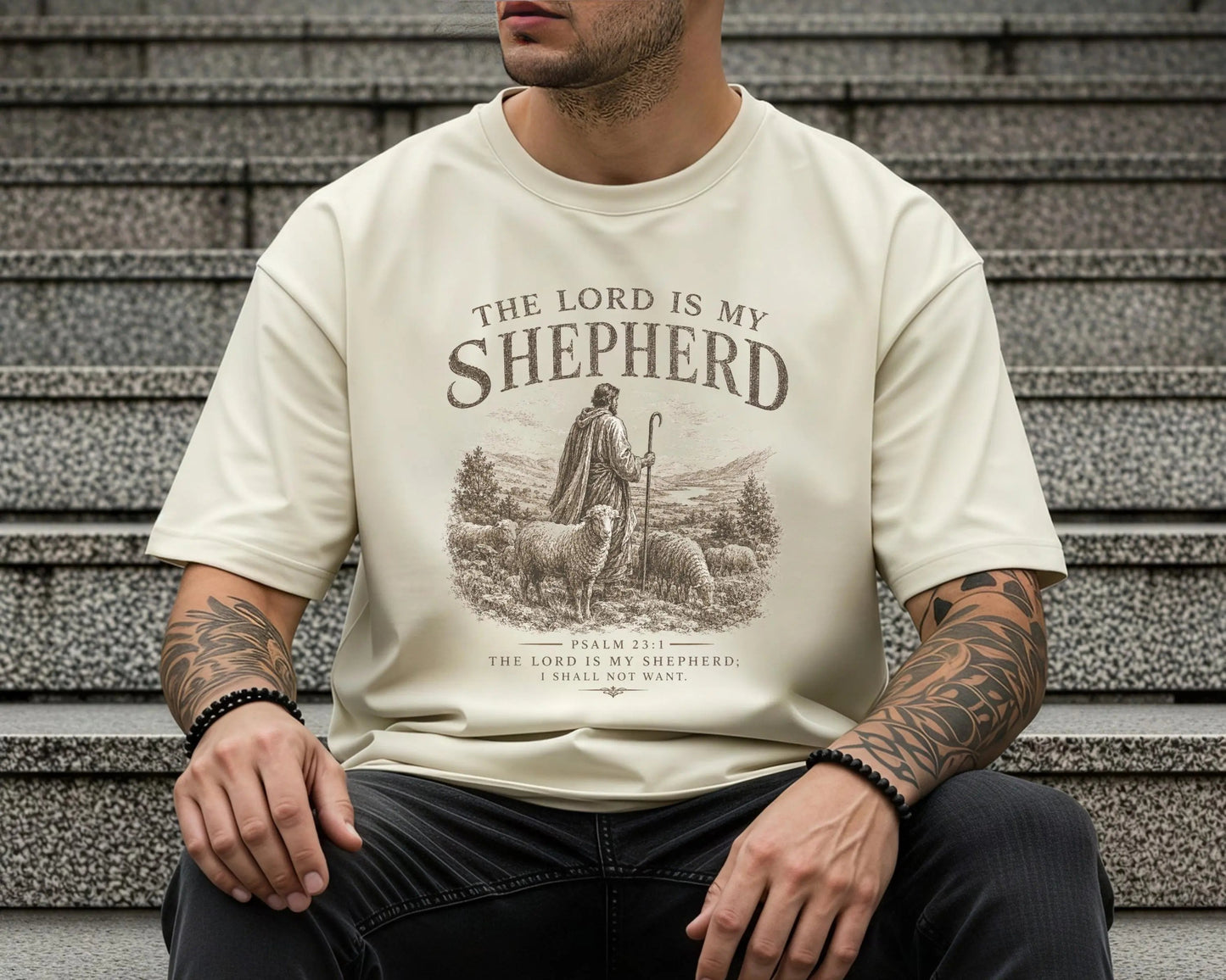The Lord Is My Shepherd T-shirt | Vintage Christian Graphic Tee | Christian Comfort Colors Tee, Psalm 23 Tee | Mens Christian Clothing
