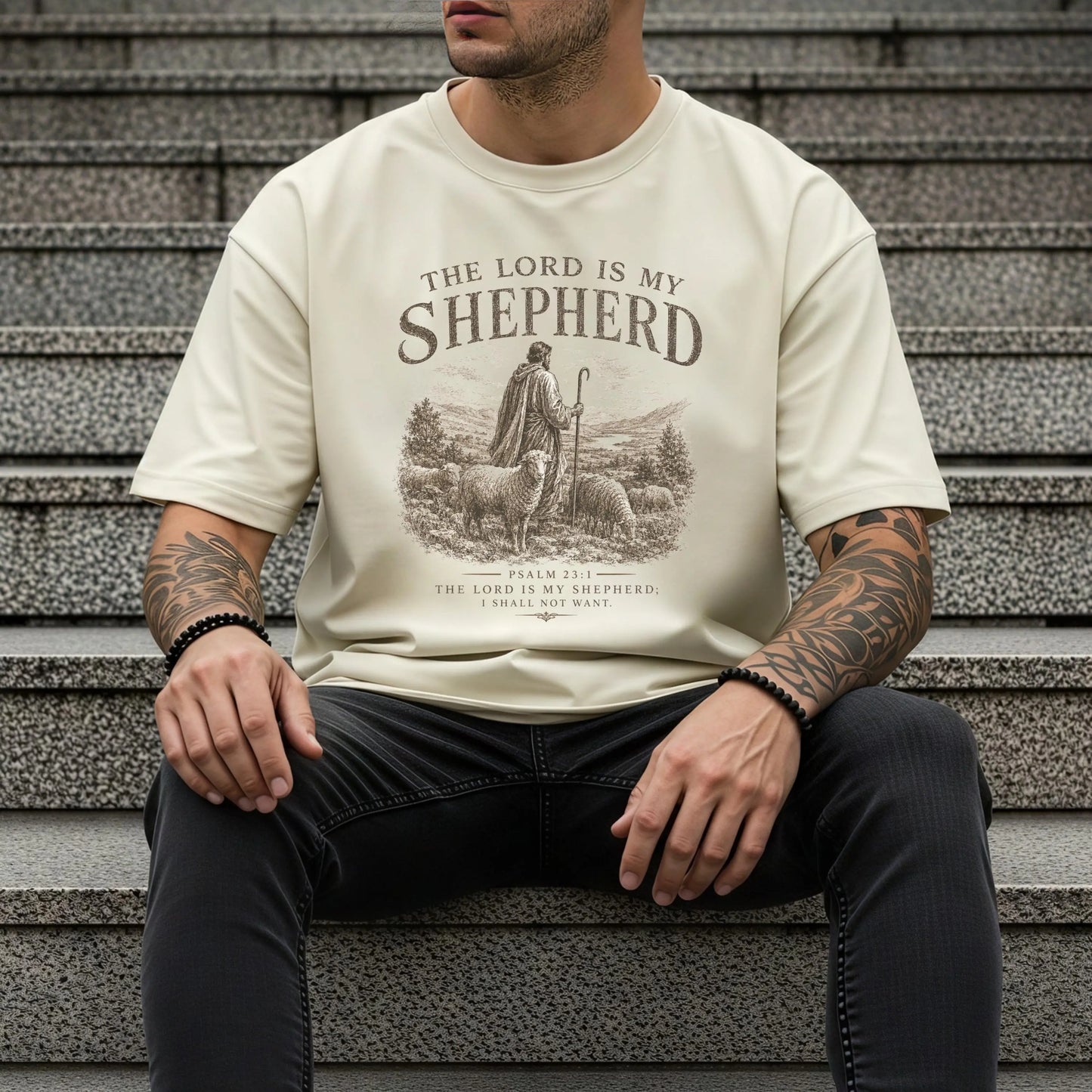 The Lord Is My Shepherd T-shirt | Vintage Christian Graphic Tee | Christian Comfort Colors Tee, Psalm 23 Tee | Mens Christian Clothing