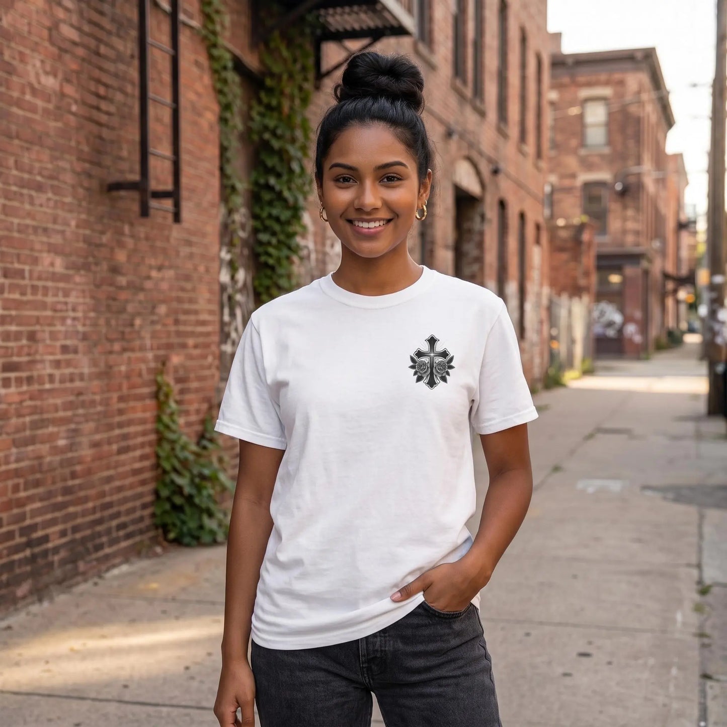 Grace in the Struggle Comfort Colors Tee | Christian Streetwear | Vintage Christian Apparel | Floral Cross Shirt | Floral Faith Shirt