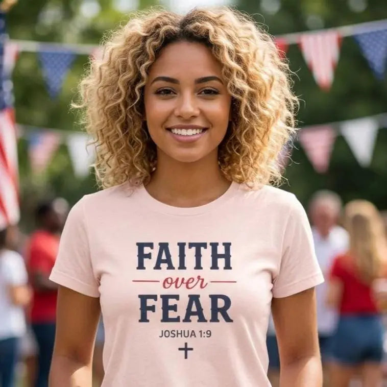 Faith Over Fear Shirt | Joshua 1:9 Christian Tee | Bible Verse Shirt | Christian Scripture Tee | Faith-Based Apparel | Christian Gift