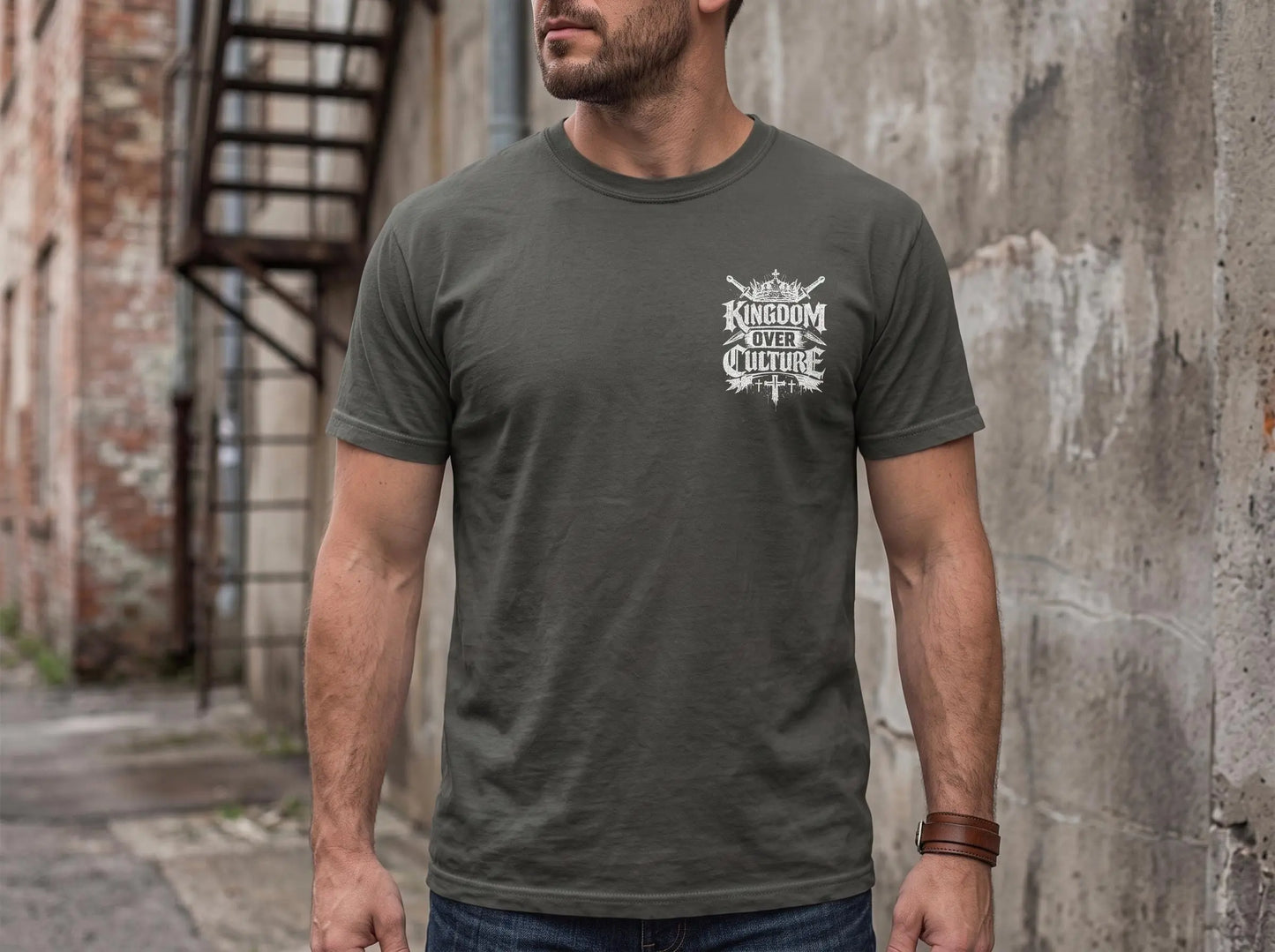 Kingdom Over Culture T-shirt | Christian Crown & Cross Design