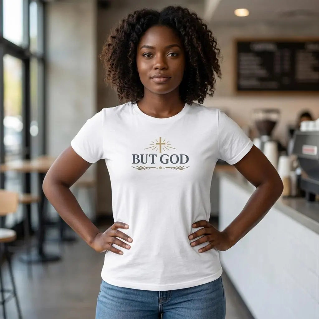 But God Tee | Christian faith shirt | Christian Apparel for Women | Bella Canvas 3001 Faith Tee | Minimalist Cross T-Shirt