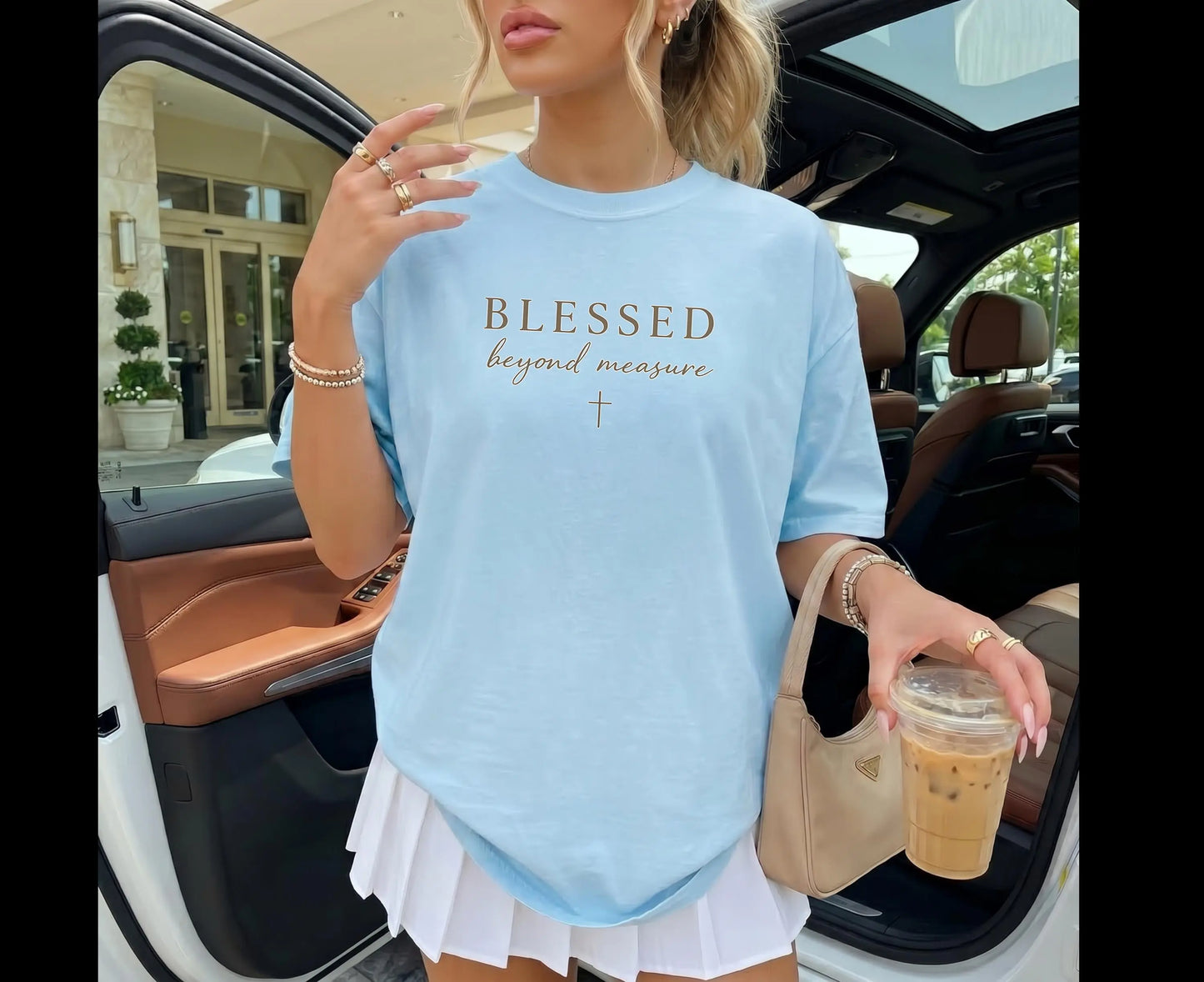 Blessed Beyond Measure Christian Shirt, Minimalist Faith T-Shirt, Faith Cross Tee, Christian Gift for Her, Religious Graphic Shirt