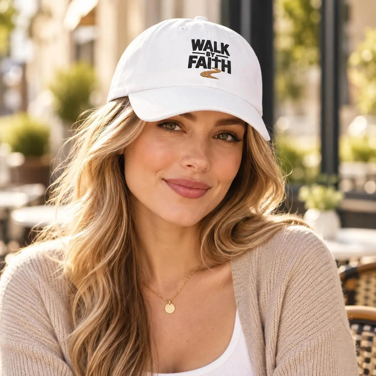 Walk by Faith Christian Hat, Embroidered Cotton Baseball Cap for Men and Women, Unisex Christian Design