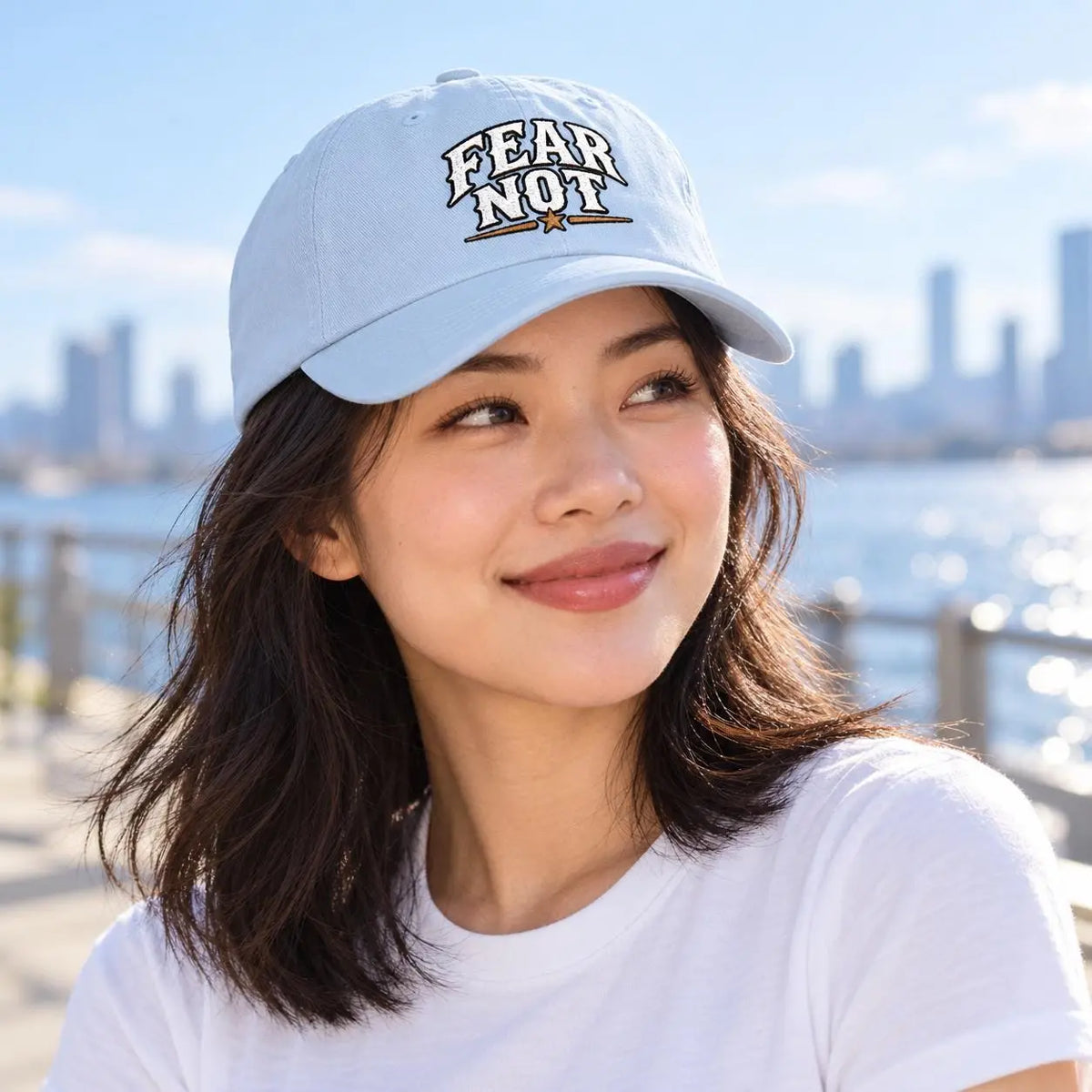 Fear Not embroidered dad cap | White baseball hat, vintage lettering