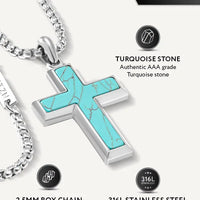 Turquoise Cross Pendant Necklace RTZN