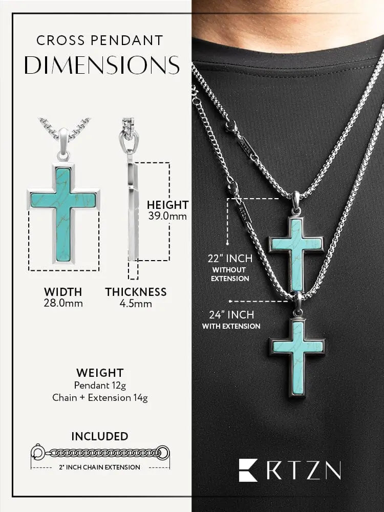 Turquoise Cross Pendant Necklace RTZN
