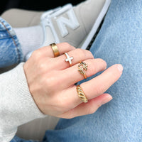 White Enamel Cross Ring