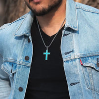 Turquoise Cross Pendant Necklace RTZN