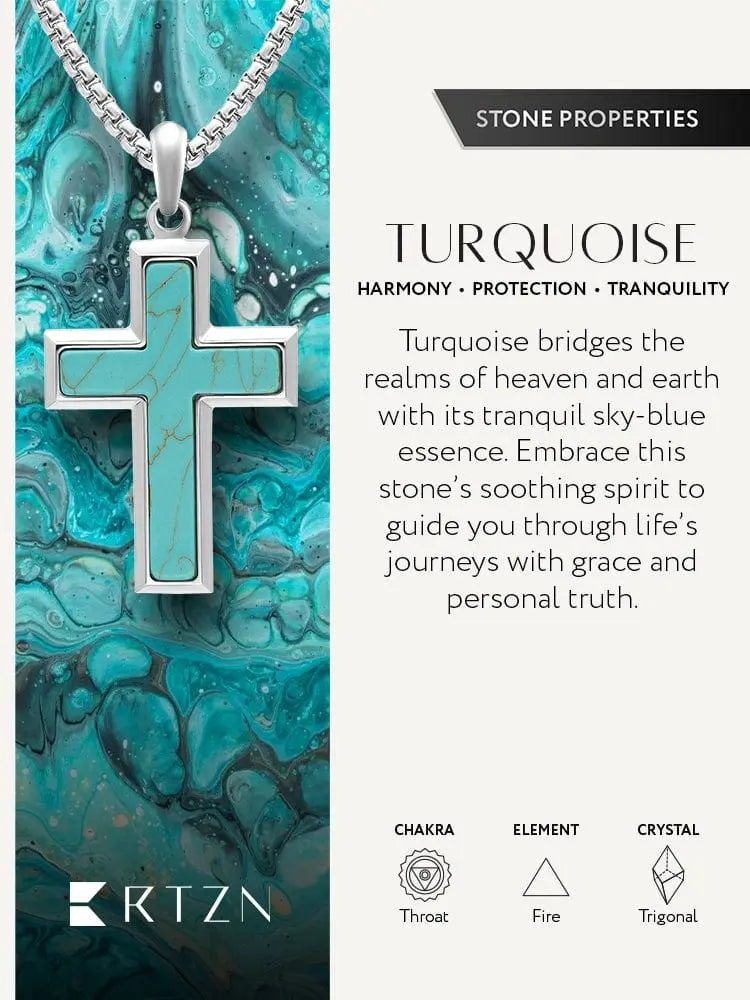 Turquoise Cross Pendant Necklace RTZN