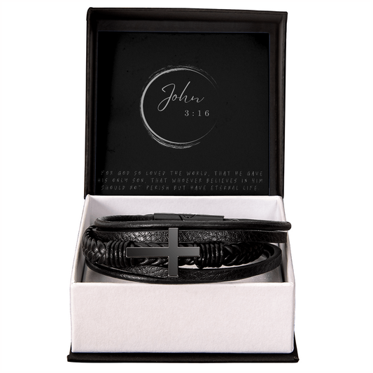 The Disciple Band – Men's Cross & Leather Bracelet