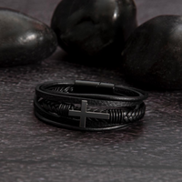 The Disciple Band – Men's Cross & Leather Bracelet