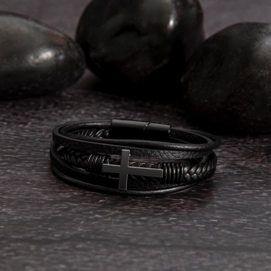 The Disciple Band – Men's Cross & Leather Bracelet