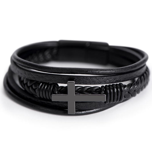 The Disciple Band – Men's Cross & Leather Bracelet