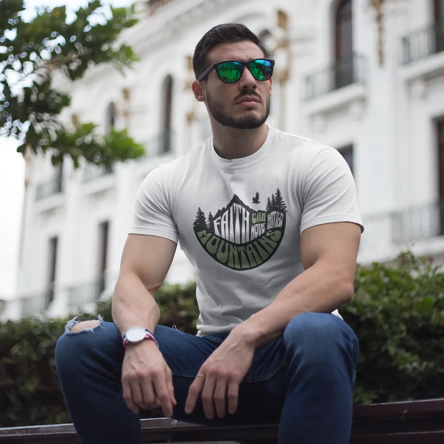 "Faith Can Move Mountains" Performance DryBlend® Tee Romans116 Christian Apparel