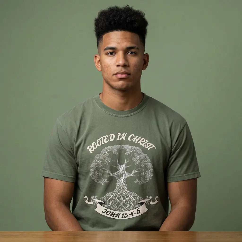 "Rooted in Christ" Tee Romans116 Christian Apparel