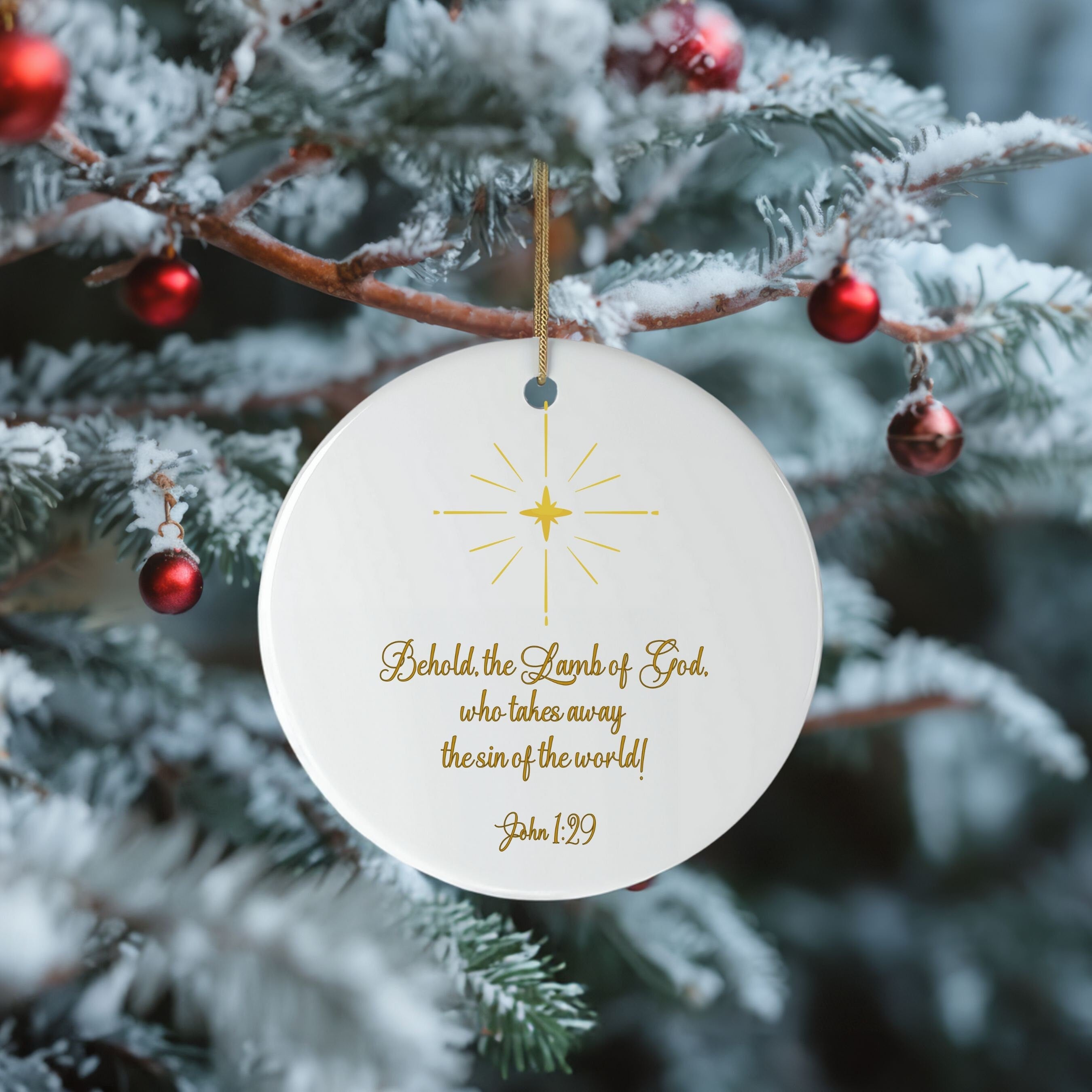 Nativity Christmas Ornament, christian Christmas ornament, Bible Verse Ornament, religious ornament, Luke 2, baby Jesus in manger ornament