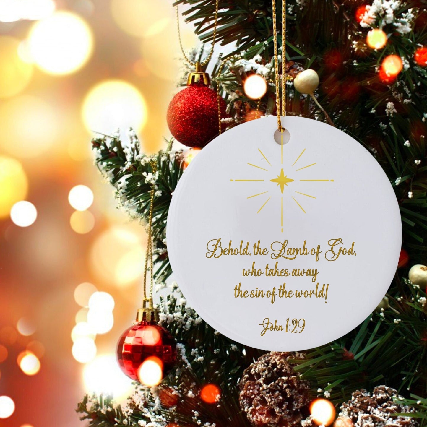 Nativity Christmas Ornament, christian Christmas ornament, Bible Verse Ornament, religious ornament, Luke 2, baby Jesus in manger ornament