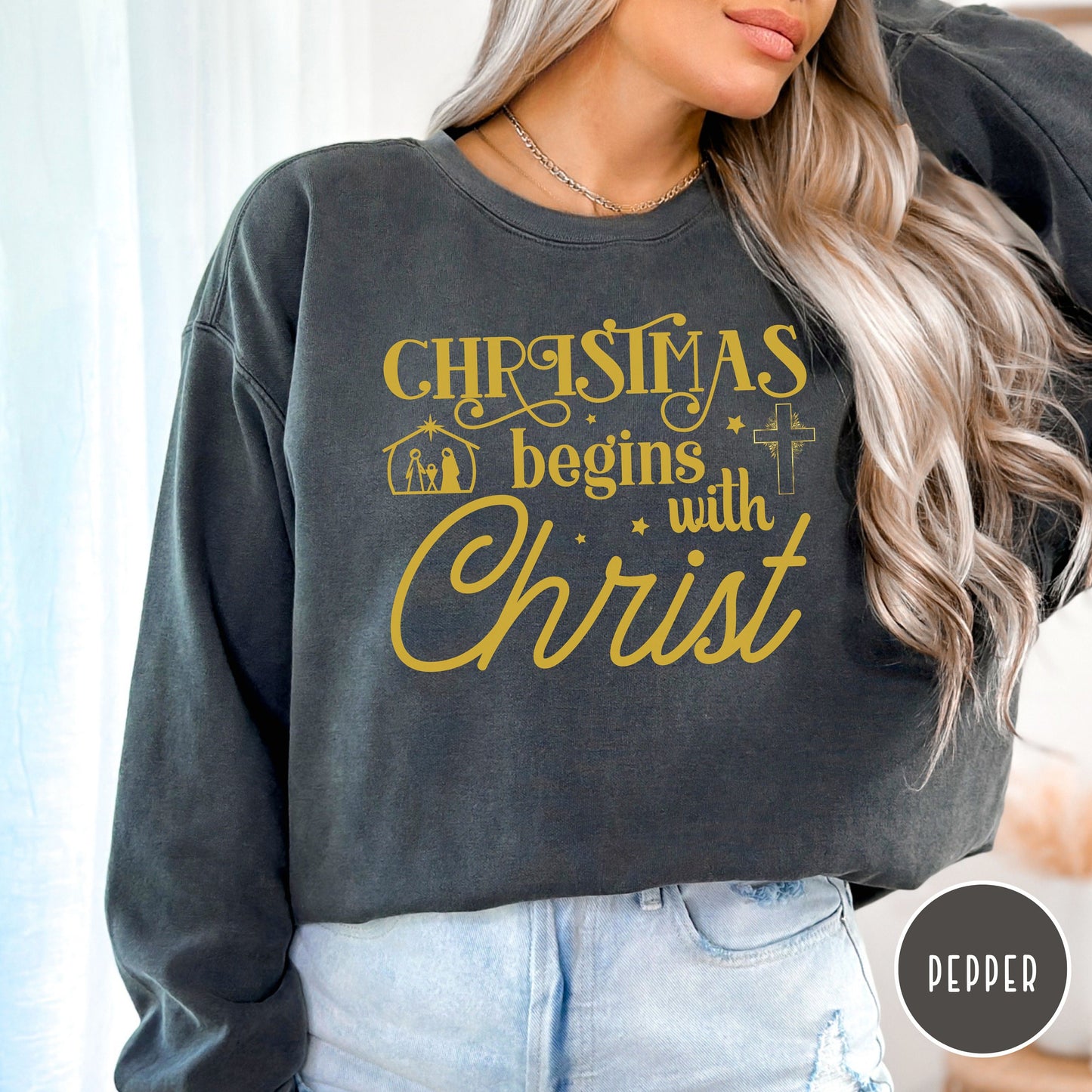 Comfort Colors Christmas Sweater, Christmas Jesus Nativity Shirt, Christian Christmas Sweatshirt, Christian Nativity Sweatshirt, Baby Jesus