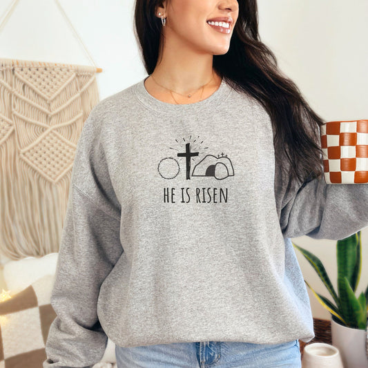He is risen Easter sweatshirt, Resurrection christian apparel, Jesus Easter Shirt, He Is Risen Christian crewneck, Church clothes, Faith tee