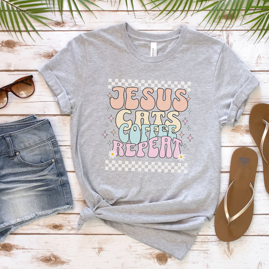 Jesus and Coffee Shirt, Coffee and Jesus, Jesus Lover Shirt, Coffee Lover Shirt, cat and coffee, Fueled By Coffee Shirt, cats and coffee tee