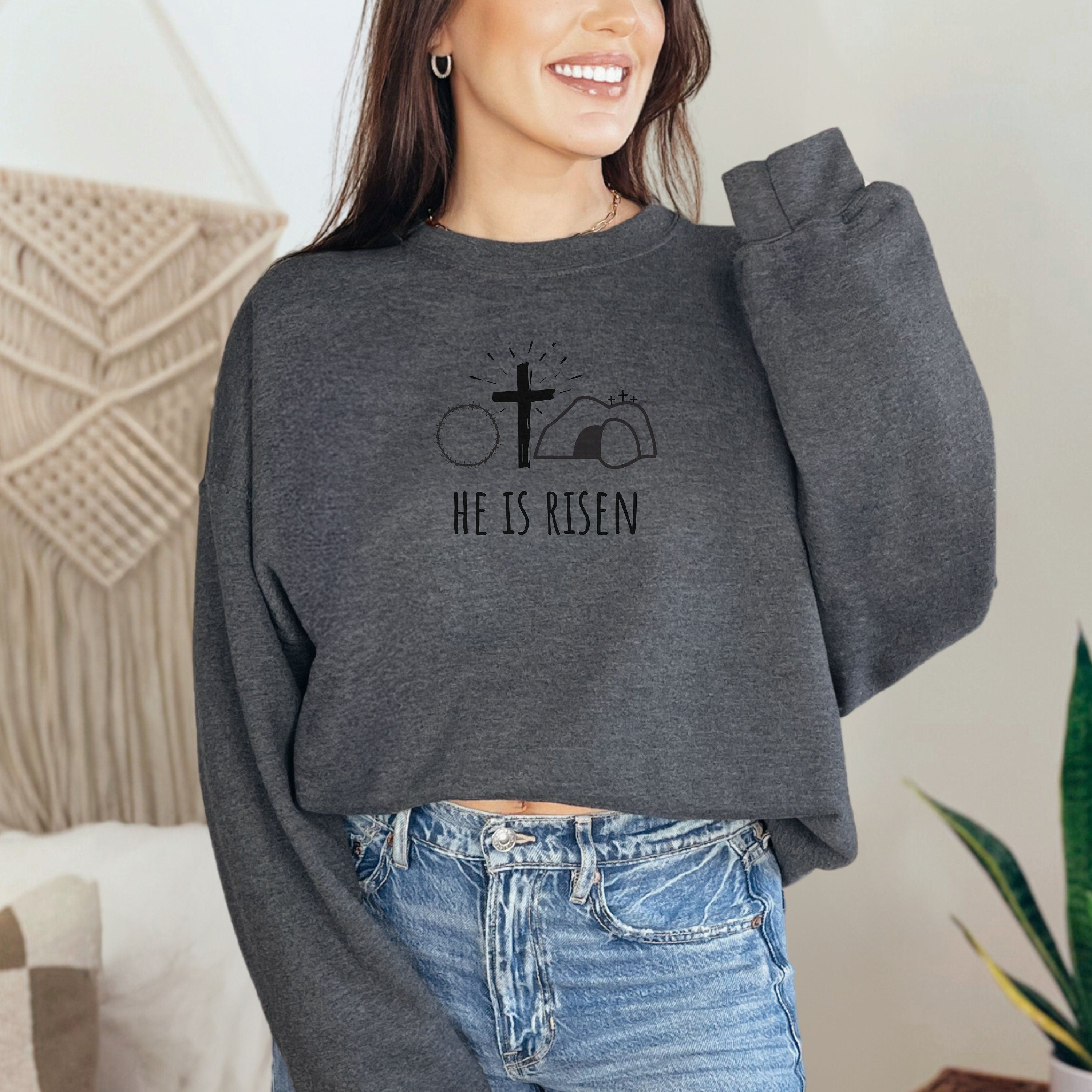 He is risen Easter sweatshirt, Resurrection christian apparel, Jesus Easter Shirt, He Is Risen Christian crewneck, Church clothes, Faith tee