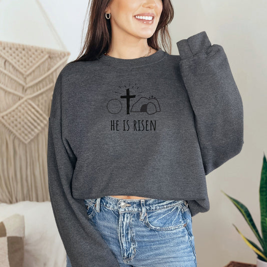 He is risen Easter sweatshirt, Resurrection christian apparel, Jesus Easter Shirt, He Is Risen Christian crewneck, Church clothes, Faith tee