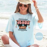 Comfort Colors Jesus is Love Tee, Groovy Jesus Shirt, Vintage Christian Shirt, Christian Aesthetic, Bible Verse Shirt, christian crewneck