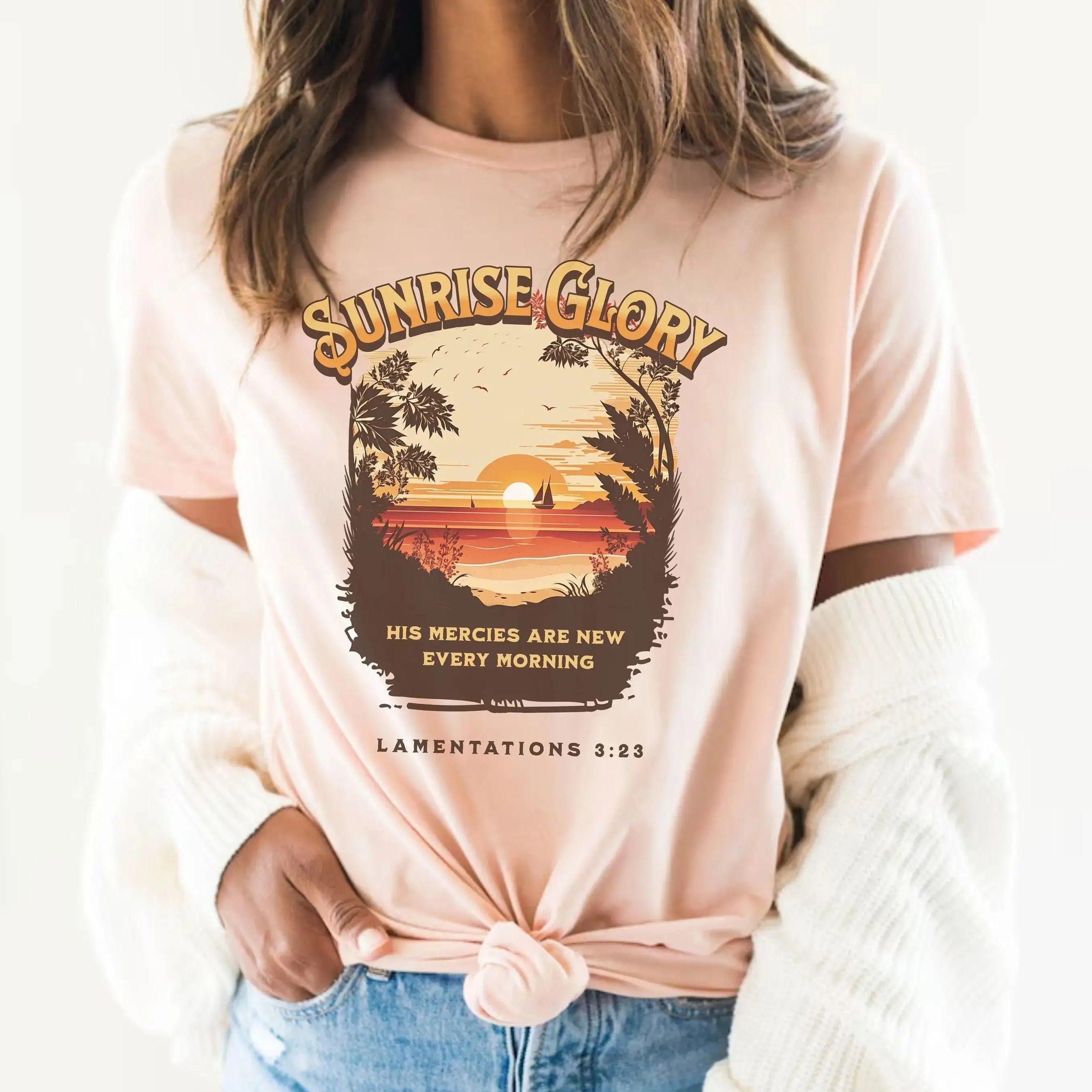 His Mercies Are New, Boho Christian Shirt, Bible Verse Shirt, Trendy Christians T Shirts, cute christian shirt, Faith Based Shirt, Jesus tee
