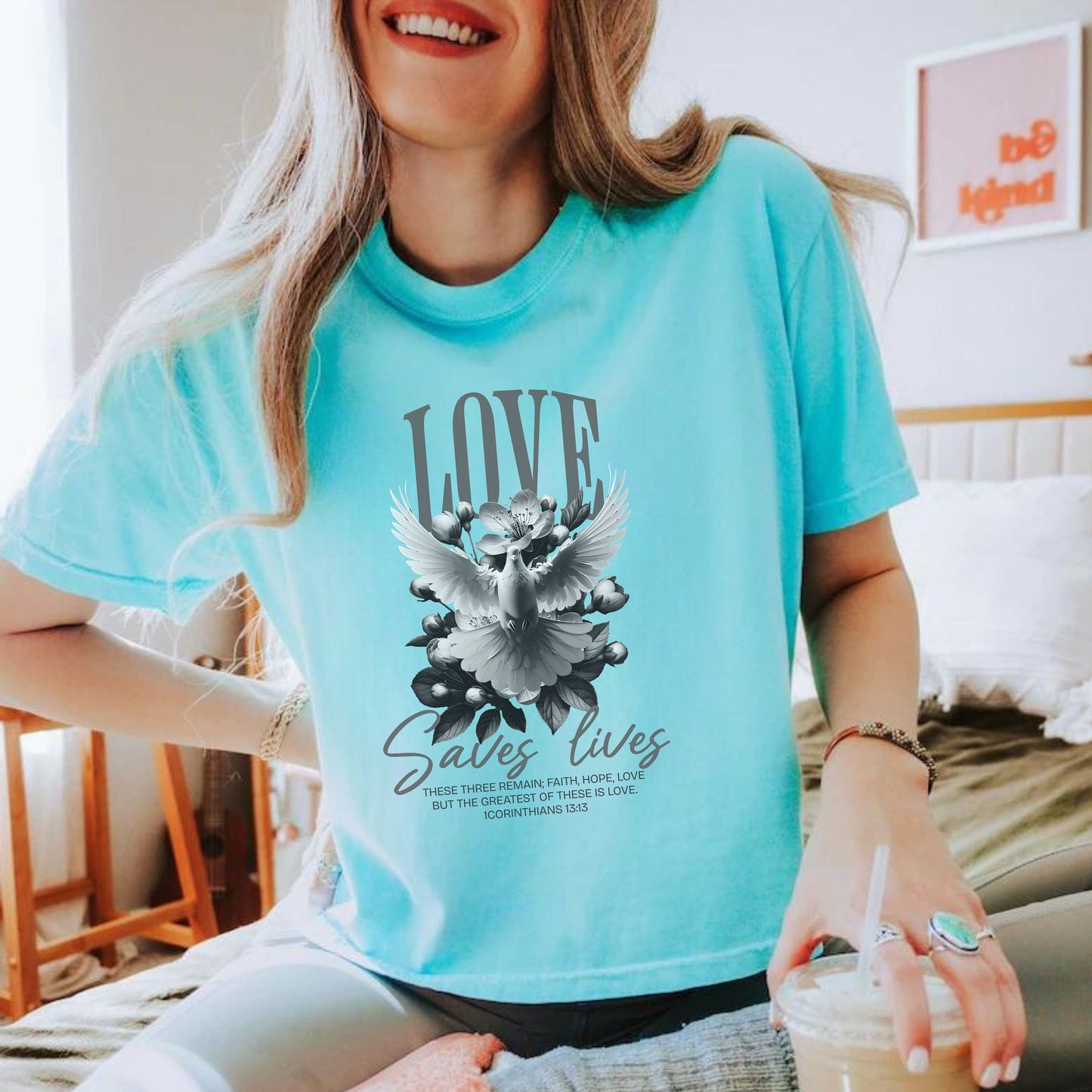 Love Bible Verse Top, Christian Comfort Colors Shirt, Cropped T-Shirt, boxy tee, cropped tee shirt, Cropped Tee, Christian Graphic Tee