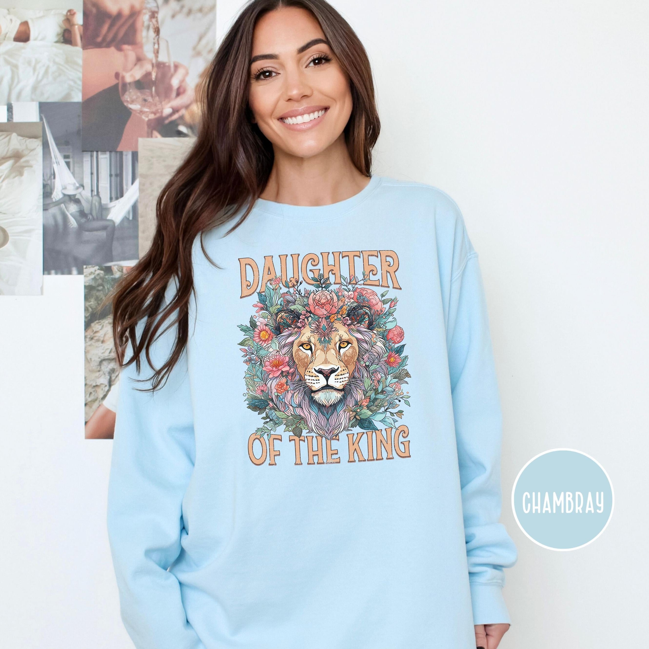 Christian Comfort Colors® Sweatshirt, Trendy Christian apparel, Christian Crewneck, Bible Verse Sweatshirt, Daughter of the King Sweatshirt