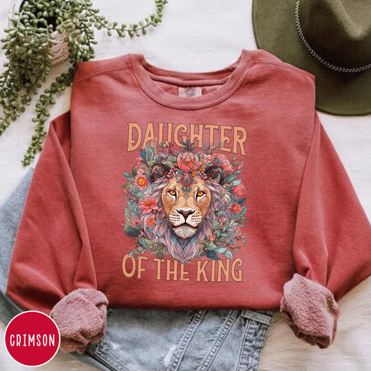Daughter of the King Sweatshirt, Christian Comfort Colors® Sweatshirt, Trendy Christian apparel, Christian Crewneck, Bible Verse Sweatshirt