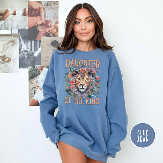 Daughter of the King Sweatshirt, Christian Comfort Colors® Sweatshirt, Trendy Christian apparel, Christian Crewneck, Bible Verse Sweatshirt