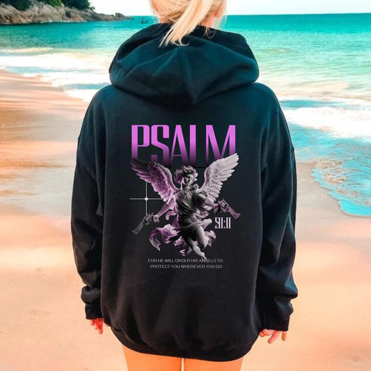 Psalm Angel Hoodie, Psalm 91 shirt, Women's Christian Sweatshirt, Religious Gifts for women, Bible Verse Shirt, Worship Hoodie, Jesus Hoodie