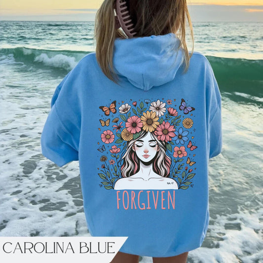 Forgiven Hoodie, Women's Christian Hoodie, Bible Verse gift, Aesthetic Christian apparel, Jesus Hoodie, Church hoodie, Trendy Christian